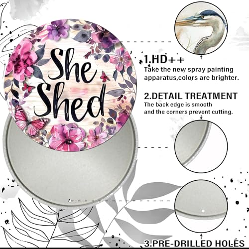 Vintage She Shed Round Metal Sign She Shed Decor Rustic Wreath Wall Decoration for Home Kitchen Garden Women Cave Indoor Outdoor Home Porch Window Decor 8 Inch - color: Thanksgiving 11, size: 8 inches