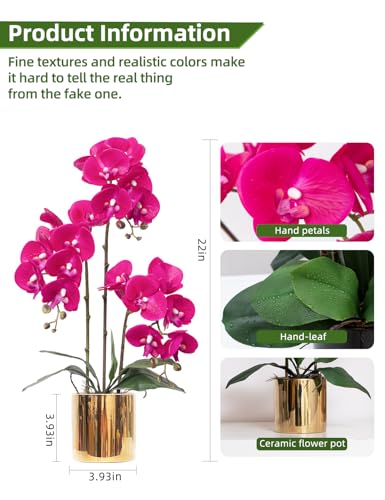 Artificial Orchid Flowers Set Fake Phalaenopsis Flower Faux Butterfly Orchid Real Touch Orchid for Wedding Home Office Party Hotel Yard Decoration Restaurant - color: Violet