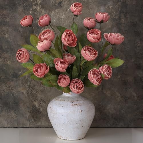 VIERENA 6 Pcs Faux Silk Peony Artificial Flowers for Vase -27", Bulk Fake Peonies Branches with Stems for DIY Bouquet Centerpieces Wedding Fillers Arrangements Shower Decorations (Dusty Pink) - color: Dusty Pink