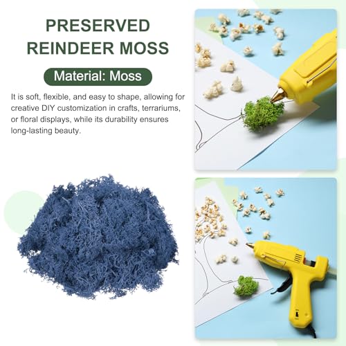 MECCANIXITY 4.6oz Preserved Reindeer Moss, Dark Blue Decorative Artificial Fake Moss for Potted Plants Indoor Crafts Lichen Centerpieces Decor - color: Dark Blue, size: 4.6oz