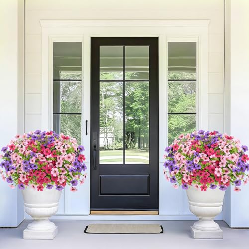 Elyum Artificial Flowers for Outdoors, 18 Bundles Artificial Plants & Flowers Outdoor, UV Resistant Faux Flowers Outdoor Fake Flowers for Outside Porch Window Box Decoration(Mixed Color) - color: Mixed Color, size: 18 Pack