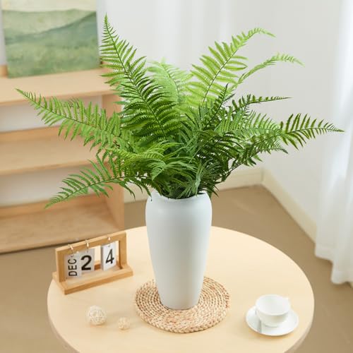 30" Fake Ferns Plants with 24 Fronds Faux Boston Fern Realistic Artificial Greenery Stems for Vase Home Decor Indoor 2Pcs