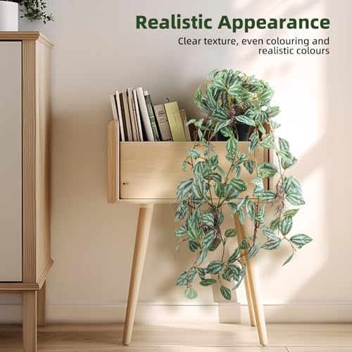 Artificial Hanging Ivy Plants Realistic 3D Watermelon Texture Fake Peperomia Leaves Faux Potting Vine Green Plants for Indoor Outdoor Home Garden Decor - color: C