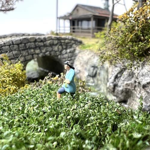 120 Pcs 8-Color Miniature Tea Garden Grass Tufts - Static Artificial Grass Plants for Diorama, Model Railway, Train Scene Decoration,Ages 14+ (0.8cm)(Abies Color) - color: Abies color