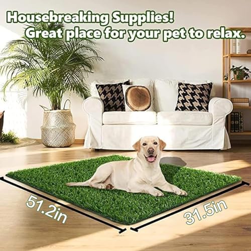 Dog Grass Pad,51.2x31.5In Fake Grass for Dogs,Artificial Grass Pee Pad for Puppies Potty Training Indoor Outdoor - size: 51.2x31.5 Inch (Pack of 1)