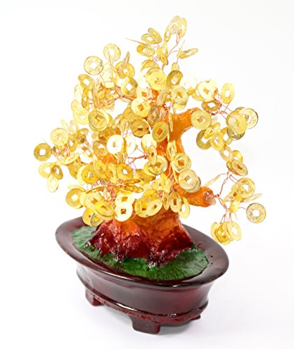 Feng Shui Gold Coins Money Fortune Tree Bonsai Home Decor Wealth Blessing Gift (Gold Coins TRE105) - color: Gold
