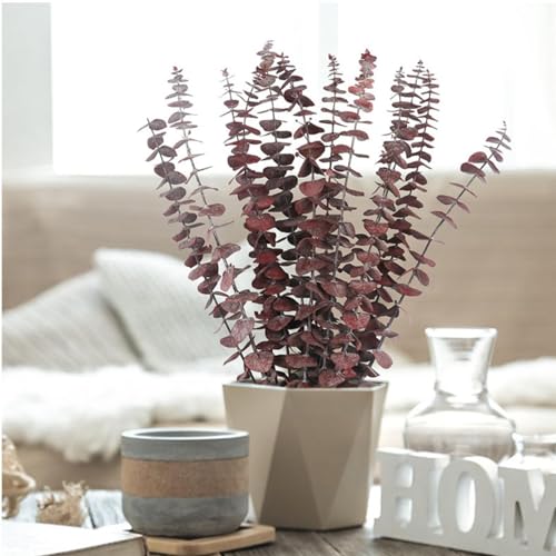 Tavkite 16 Pcs Dried Eucalyptus Stems, 17'' Natural Fresh Eucalyptus Leaves Branches Hanging for Shower, Preserved Real Red Plant Live Greenery for Home SPA Wall Bathroom Wedding Party Vase Decor - color: Red