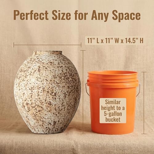 Ceramic Rustic Farmhouse Vase,Extra Large Terra Cotta Vase, Huge Pottery Decorative Flower Vases for Living Room Entryway Table Centerpiece Decor(14.5'' X 11'' x 11'') - color: Waist Line Honeycomb