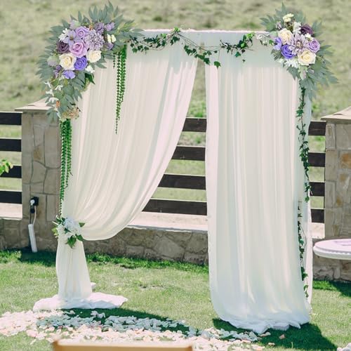 Purple Wedding Arch Flowers Set of 2, Artificial Arch Faux Flower for Centerpieces Party Home Decor, Ceremony Retirement, Birthday, Photo Backdrop Decor (Purple) - color: Purple