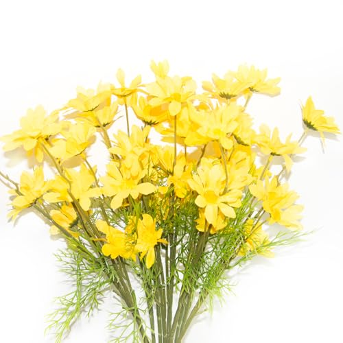 Yellow Artificial Daisies Outdoor UV Resistant, 10 Bundles Daisy Flowers Artificial for Decoration, 20.8 Inch Faux Wildflowers Silk Flowers Bulk for Home Kitchen, Table Centerpieces, Arrangement - color: Yellow