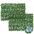 Expandable Fence Privacy Screen with Artificial Flower, Faux Privacy Fence Panel Artificial Green Wall Balcony Garden Patio Privacy Screen, Single Sided Leaves (Blue Hydrangea, 2 Pack) - color: Blue Hydrangea, size: 2 Pack