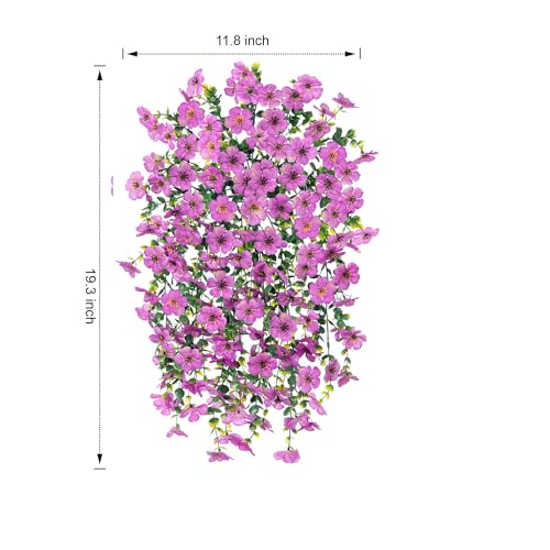 HyeFlora Artificial Flowers for Outdoors Garland Decoration, 2Pcs Purple Fake Hanging Flowers, UV & Fading Resistant, Faux Decor for Home Porch Patio Balcony Planter Yard - color: Purple