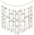 Dahey Hanging Artificial Plant Eucalyptus Wall Decor 43'' Wooden Bead Garland with Fake Greenery Leaves Boho Rustic Farmhouse Wall Art for Living Dining Room Bathroom Bedroom Kitchen Decoration - size: 43 inches