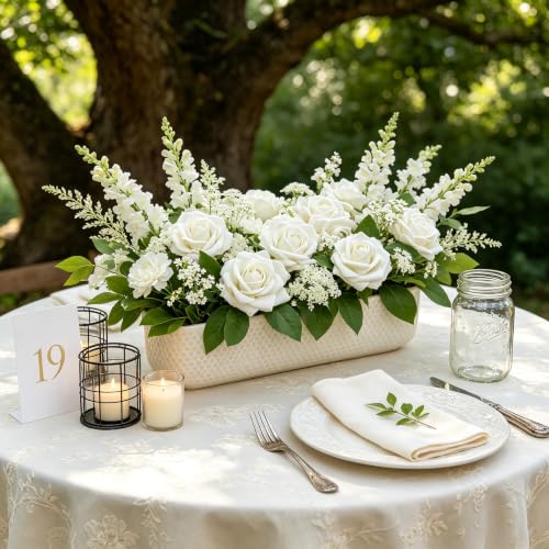 Artificial Flowers, 25pcs Artificial Rose for DIY Bouquets Arrangement, Sand White Rose Flowers Foam Fake with Stems for Wedding Shower Party Floral Arrangements Tables Home Decorations - color: Sand White, size: 25pcs