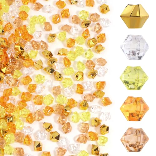 500 Pcs Fake Ice,11 * 14mm,Yellow Series Acrylic Gems Vase Filler,Plastic Diamonds for Table Decoration DIY Craft Aquarium Display Party Centerpieces. - color: Yellow Series, size: 11MMx14MM