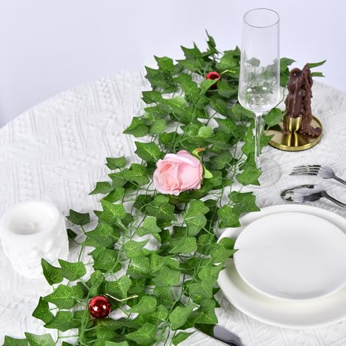 50 Pack 375 Feet Fake Vines for Room Decor Artificial lvy Greenery Garland Vine Leaves, Leaf Plants Flowers Foliage for Bedroom,Garden Wall.Decor Indoor Outdoor - size: 375FT 50PCS Vines