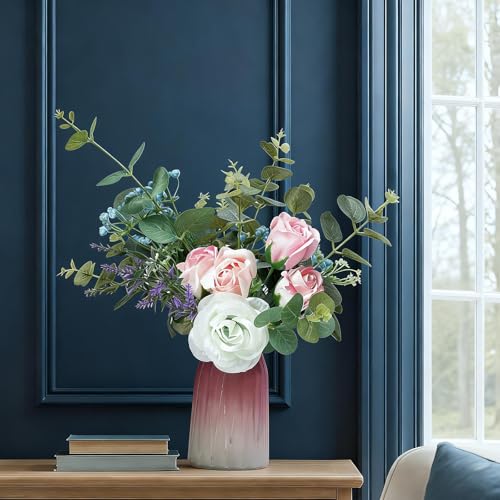 27 Inch Artificial Eucalyptus Stems, 6PCS Tall Faux Greenery Branches for Large Floor Vase, Tall Vase Decor, Silver Dollar Eucalyptus Leaves for Wedding Arch, Centerpiece and Home Decoration - color: Grey Green, size: 27" 6 Pcs