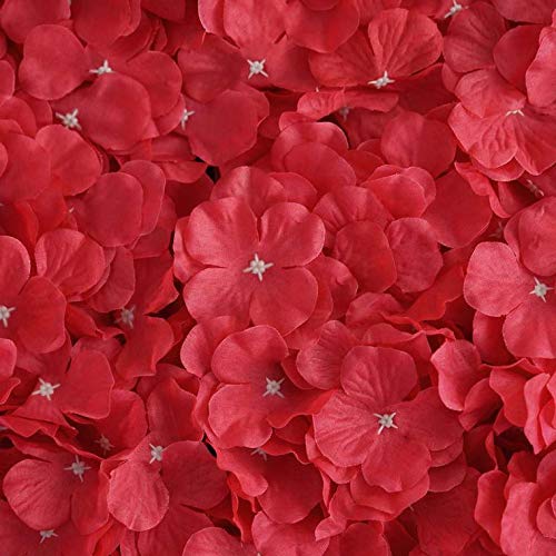 Artificial Flower Wall Panels 4 Pack of 11 Sq ft Flower Wall Mat Silk Hydrangea Flower Panels for Backdrop Wedding Wall Decoration - UV Protected (Red) - color: Red