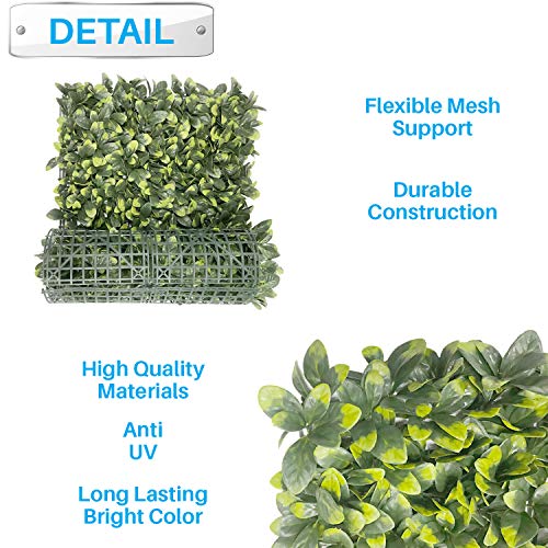 Patio Paradise 20"x20" (6PC) Artificial Grass Wall Panels Greenery Backdrop Faux Boxwood Hedge Fake Ivy Privacy Screen for Outdoor Wedding Décor Photography Background, Ficus - color: Ficus, size: 20"x20"