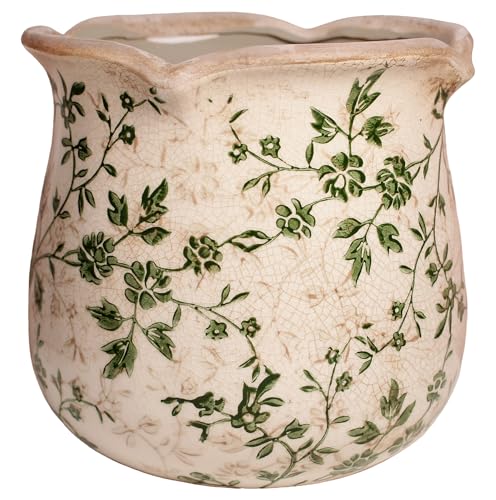 Xiaan Jiaju Vintage Ceramic 6.11'' Plant Pots, Decorative Vase for Indoor Garden, Room & Home Decor, Sage Beige - color: Sage Beige