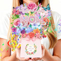 Birthday Card for MOM, LIGHTS & MUSIC Mothers Birthday Pop Up Card, Rose Lily Orchid and Butterflies, 10 Inch Life Sized Forever Flower Bouquet Mother’s Day Cards from Daughter, Son, Husband, Gifts Cards for Mom Wife Grandma - size: MOM
