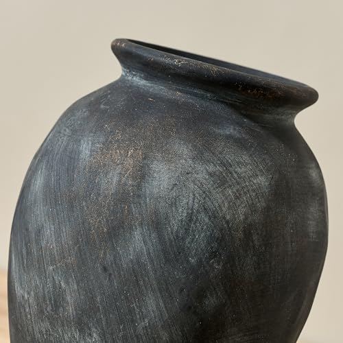 5.94" Ceramic Vase for Home Decor, Decorative Terracotta Farmhouse Rustic Vases for Living Room Kitchen Bedroom Bathroom Entryway Mantel Table, Pottery Vases for Grass Pampas Dried Fresh Flowers - color: Black Bronze- 5.94"