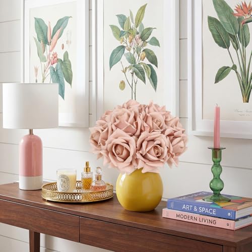 IPOPU Dusty Brown Roses Artificial Flowers,2 Bouquets Realistic Fake Roses Real Touch Faux Roses with Stems for Wedding Home Party Table Centerpieces Decoration (Dusty Brown) - color: Dusty Brown