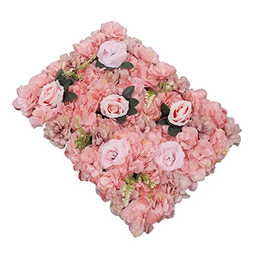 12pcs Artificial Flower Wall Panel, 3D Silk Hydrangea Floral Wall, Premium Silk Flowers Wall Panels Roses Hydrangeas for Wedding Party Event Photo Backdrop Wall Decor