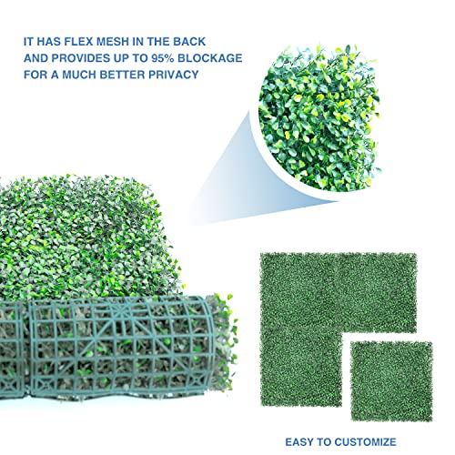 E&K 6Pcs 20" x 20" Artificial Grass Wall Panels, Faux Boxwood Greenery Backdrop Decor, UV Protected Privacy Hedge Screen for Indoor Outdoor (Boxwood - Milan 01) - color: Boxwood - Milan 01