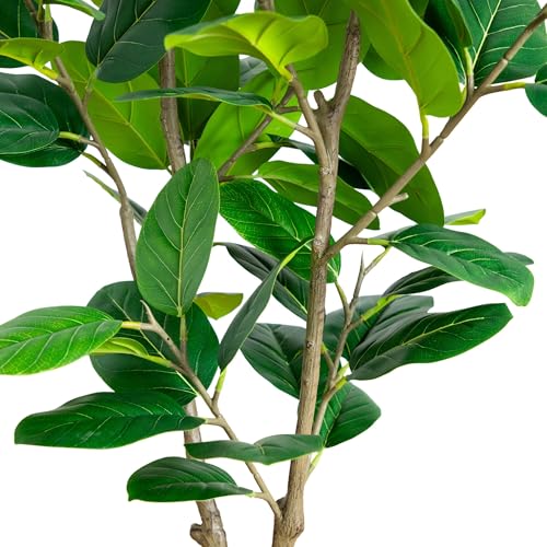 Nearly Natural 4ft Artificial Audrey Ficus Tree in Rustic Planter - Indoor Fake Tree for Home Decor - Lifelike Greenery