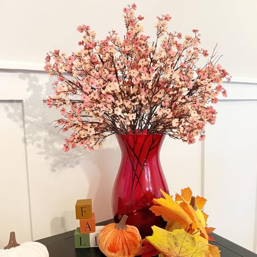 Yastouay Fake Fall Flowers Thanksgiving Table Decor, 5Pcs Fall Beige Brown Artificial Flowers for Decorations, Babys Breath Artificial Flowers Bulk for Thanksgiving Fall Decor Floral Arrangement - color: Beige Brown, size: 5 Pcs
