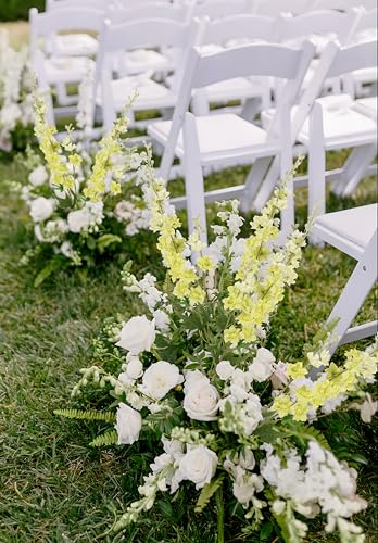 IPOPU 9Pcs Artificial Delphinium Flowers Combo Clematis Greenery Stems, 33.5" Long Stem Larkspur for Wedding Centerpieces, Bridal Bouquet, Home Party Table Decor (Light Green) - color: Light Green