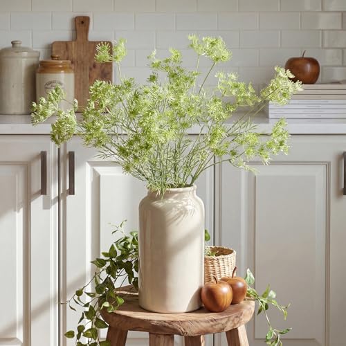 4 Pcs Artificial Queen Anne's Lace Stems 28.7 Inch Faux Ammi Majus Flowers Branches Faux Queen Anne's Lace Flowers Fake Carrot Floral Stems for Vase Bouquets Wedding Home Decor(Green) - color: Green