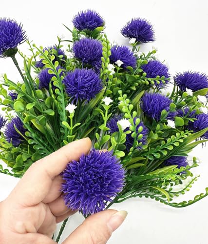 PASYOU Simulation Dandelions, 12 Inch Artificial Dandelions Fake Dandelion Flowers, Gerbera Flower Ball Faux Plants Bouquet for Table Arrangement Wedding Party Decorations Garden Balcony Purple 4 Pack - color: Dandelions - Purple 4 Pack