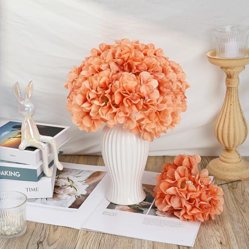Light Brown Hydrangea Artificial Flowers Bulk with Stems 64 Pcs | Faux Silk Hydrangeas Flower Heads with Stems for Wedding Arch Table Centerpieces Home Garden Baby Shower Party Decoration - color: Light Brown