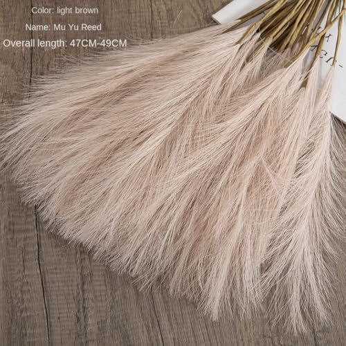5Pcs Pampas Grass, Faux Pampas Grass Decor Tall 18"/45CM Artificial Pompous Grass Small Fake Pompas Vase Filler, Artificial Pampas Grass