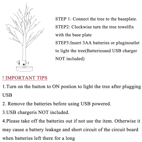 Hairui Lighted Magnolia Tree with Timer 18IN 35 LED Fairy Lights Battery Operated or USB Plug in, Artificial Greenery Tabletop Tree with Lights for Spring Room Fireplace Décor - color: 35l-magnolia