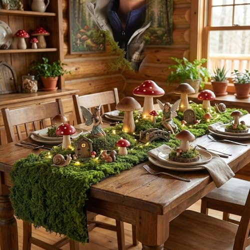 Fake Moss Table Runner for Crafts 19.68×78.74 inch Artificial Moss Sheet Roll Waterproof Carpet Blanket for Wall Roof Garden Wedding Birthday Party Table Decoration (Green) - color: Green- 19.68×78.74 Inch/0.5×2 M