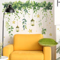 Green Plants Leaves Wall Decals Removable Hanging Vines Wall Stickers Peel and Stick Vinyl Waterproof Wall Decor for Bedroom Living Room Bathroom Classroom Decorations - style: Green Plants