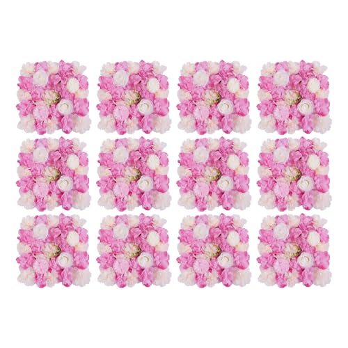 12Pcs Artificial Flower Wall Panel 15" X 15" Flower Wall Decor Backdrop Panels Floral Backdrop Wall Faux Flower Panel for Home Party Wedding Photo Backgdrop Decor (Pink, White, Deep Pink) - color: Pink, White, Deep Pink