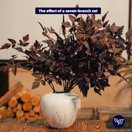 Artificial Flowers 24 Inches, Deep Purple Faux Bugbane Snakeroot for Vase Arrangements, Home Wedding Decor, Bendable Stems, Set of 3