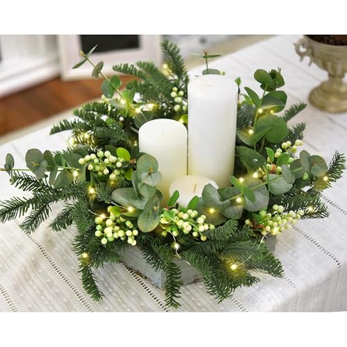 FiveSeasonStuff Soft Touch Artificial Faux Pine Stems – 6 Stems, 1.5 ft (45cm) Tall, Perfect for Home Décor, Holiday Centerpieces, Winter Arrangements, Weddings, Events – Bendable Branches - color: Pine Leaves (Green)