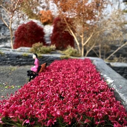 120 Pcs 8-Color Miniature Tea Garden Grass Tufts - Static Artificial Grass Plants for Diorama, Model Railway, Train Scene Decoration, Ages 14+ (0.8cm)(Rose Red) - color: Rose Red