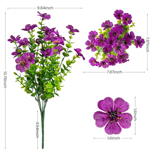 Lnoicy 20 Bundles Artificial Fake Flowers for Outdoor Faux Eucalyptus Flowers for Home Decoration,Fake Plants UV Resistant for Porch/Garden（9 Color） - color: 9 Mix Color