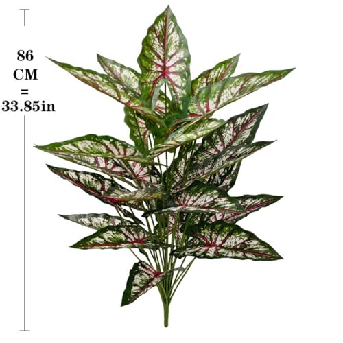 Aglaonema Plant with Variegated Green and Red Leaves, Fake Tree Leaf Simulation Flower Bonsai for Party Decoration Artificial Plants Floor Home Room Decor Ornament (Green Red No Flowerpot, 85cm) - color: Green Red No Flowerpot, size: 85cm