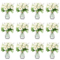 Zeyune 37 Pack Artificial Peonies Flowers with Bud Vase Bulk 24 Bundles Silk Peonies Bouquets 12 Plastic Clear Vase with 1 Rope Fake Flowers for Table Centerpiece Vases(White,Perfume) - color: White, style: Perfume