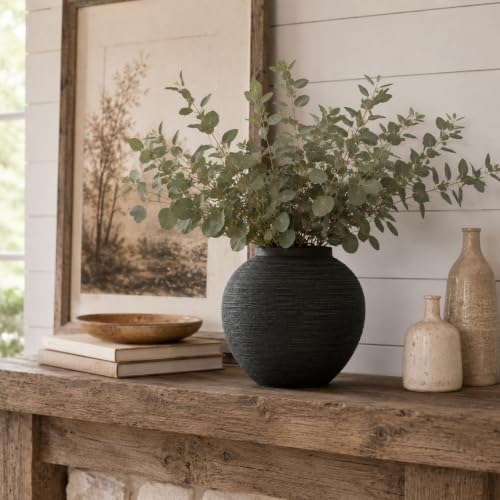 Black Vase, 8.3" Matte Black Ceramic Vase for Home Decor Centerpiece - color: Matte Black, size: 8.3in