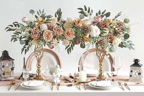 Artificial Flower Combo Box Set Silk Fake Roses for DIY Wedding Flower Bouquet Centerpiece Decoration Baby Shower Party Home Decoration (Nude Color) - color: Nude Color
