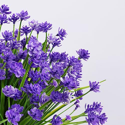 AGIRL 24 Bundles Artificial Flowers for Outdoor,No Fade Fake Plastic Flowers Faux Plants for Decoration Hanging Planters Indoor Outside Garden Porch Window Box Home Wedding Farmhouse - color: Dark Purple, size: 24