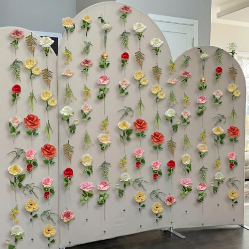 XunYee 6 Pcs 35.4 ft Flower Garlands Artificial Wildflower Vines Floral Hanging Backdrop Fake Flower Garlands Faux Silk Wildflower Vine for Wedding Bridal Shower Home Garden Wall Arch Decor (Vibrant) - style: Vibrant